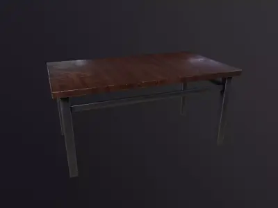 Basic Wooden Desk Table 3D Model Low-poly 3D model