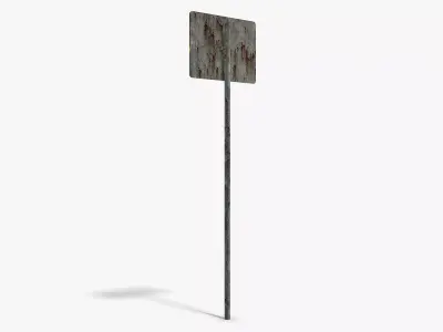 Damaged Construction Zone Sign Low-poly 3D model