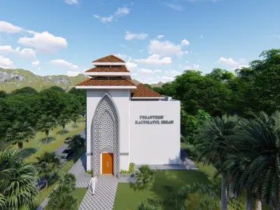 class building with islamic design exterior 3D model