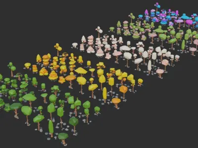 Low Poly Trees 4 seasons pack Low-poly 3D model