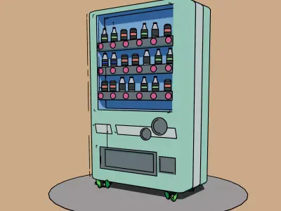 Vending Machine with Toon Shader and Outlines Low-poly 3D model