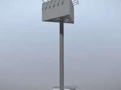 Billboard Three Sided with Metal Pole and Concrete Foundation 3D Model Pack