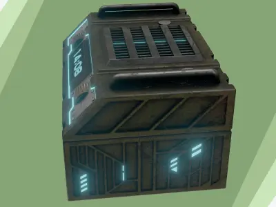 Sci-fi Chest - rigged animated - game ready Low-poly 3D model