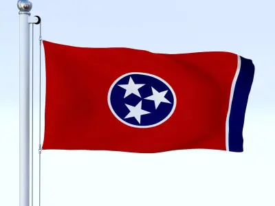 Animated Tennessee Flag Low-poly 3D model