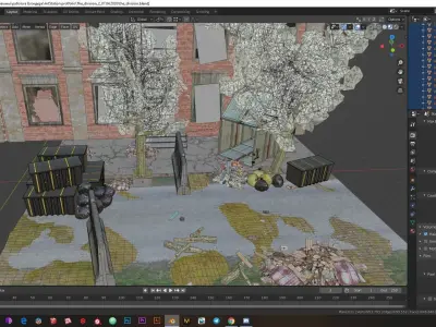 Low-poly abandoned city Low-poly 3D model
