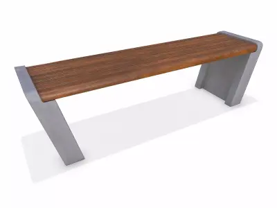 Street Bench 02 Lowpoly PBR Low-poly 3D model