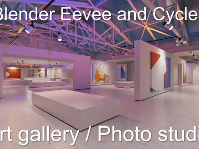Modern Art Gallery and Photo Studio Day and Night Low-poly 3D model