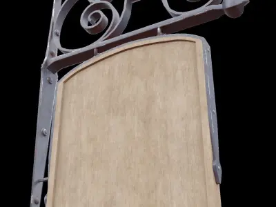 Signboard 3 wrought iron sign Low-poly 3D model