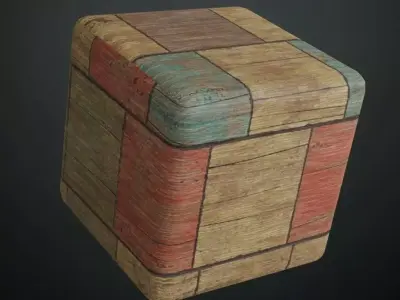 Rustic Multicolored Painted Wood Tiles PBR Seamless Texture