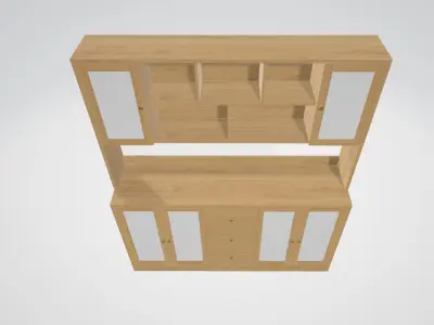 Bookcase with Doors Low-poly 3D model