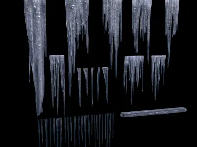 Icicles set Low-poly 3D model