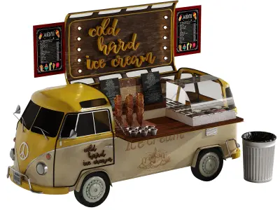 FoodTruck yellow cold ice cream 3D model