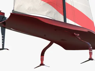  AC75 Hydrofoil Racing Yacht Red White 