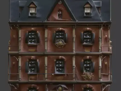 Steampunk Victorian Residential Building 3D Model Low-poly 3D model