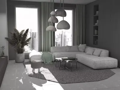 living room Low-poly 3D model 17