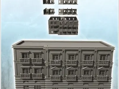 Large building with two floors flat roof and balconies 2 - World 3D print model