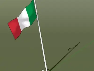 Italy flag - pole height 15 meters 3D model