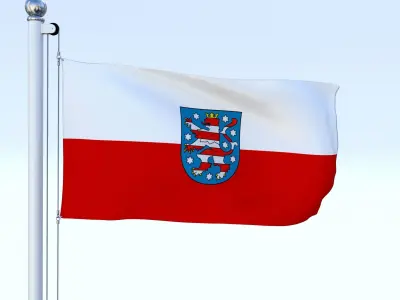 Animated Thuringia German State Flag Low-poly 3D model
