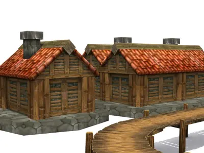 Modeling game on water Low-poly 3D model