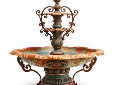 Ornate Decorative Fountain Model Pack Low-poly 3D model