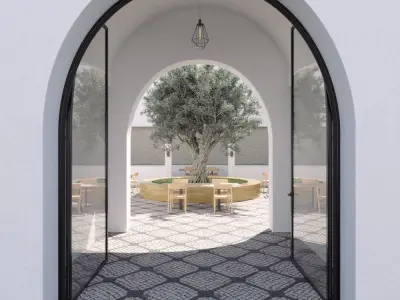 Exterior Scene Olive Tree Pateo 3D model