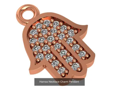14 Hamsa Charm Necklace Pendant 3D Model Pack