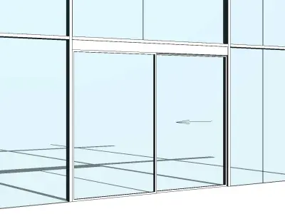 Curtain Wall Automatic Single Sliding Door 3D model