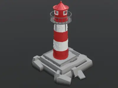 Low Poly Lighthouse Low-poly 3D model buy