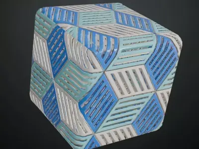 Geometric Hex-Tile Slotted Metal Grill PBR Seamless Texture