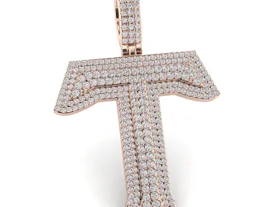 Alphabet Latter T Diamond Pendent 3D print model