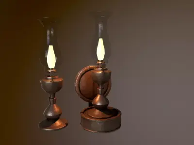 Old Wall Lantern Low-poly 3D model