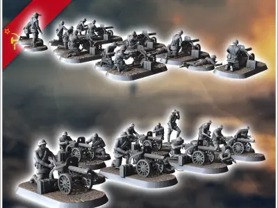 Set of 15 WW2 HMG Soviet soldiers with Maxim PM1910 9 - Soviet a 3D print model
