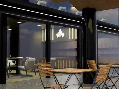 coffee shop 3D model 6