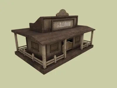 Western Saloon - Old West Scene Asset - Backdrop Full Perm Low-poly 3D model