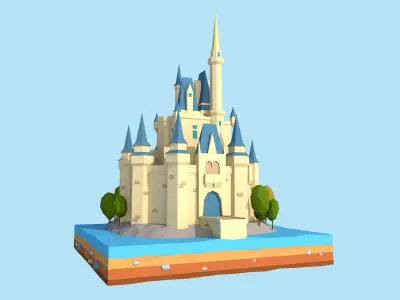 Cartoon Low Poly Disney Castle  Low-poly 3D model