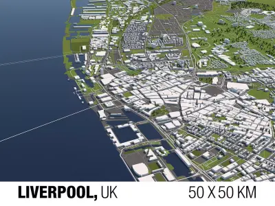 Liverpool 50x50km 3D City Map 3D model