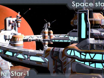 Space station Orbital-Star 1 Low-poly 3D model