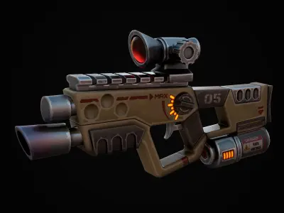 Stylized Laser SMG Low-poly 3D model