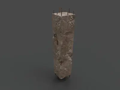 OLD DAMAGED PILLAR Low-poly 3D model