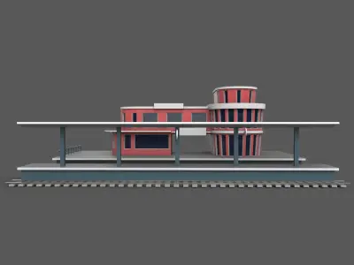Train Station Game Ready 2 Low-poly 3D model