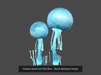 10 Fantasy Mushroom E Collection - Scene Backdrop Design 3D Model Pack