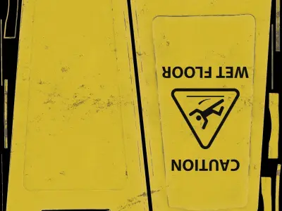 Wet Floor Sign Low-poly 3D model