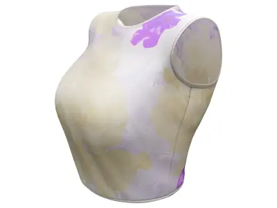 Floral Pattern No Sleeves Round Neck Top Low-poly 3D model