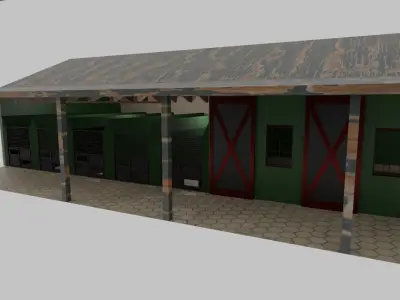 Horse Stable Low-poly 3D model
