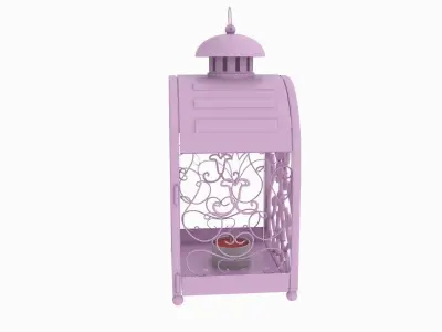 Outdoor lantern  - candle lighting with decoration 3D model