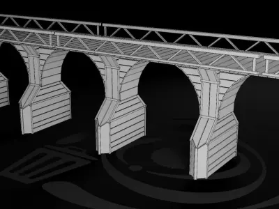 AAA Medieval Wooden Bridge 04 R Low-poly 3D model