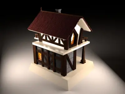 Basic Medieval Building - Low Poly Low-poly 3D model