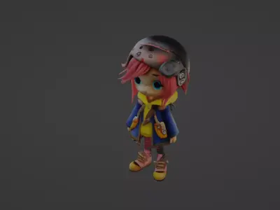  Adventurous Cyberpunk Girl  Stylized 3D Character Model   3D model