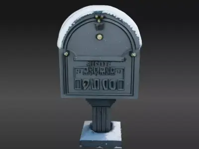 Snowy Mailbox 3D Model Winter Street Christmas  Low-poly 3D model