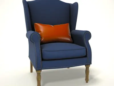 wingback chair fhouse 017 Low-poly 3D model